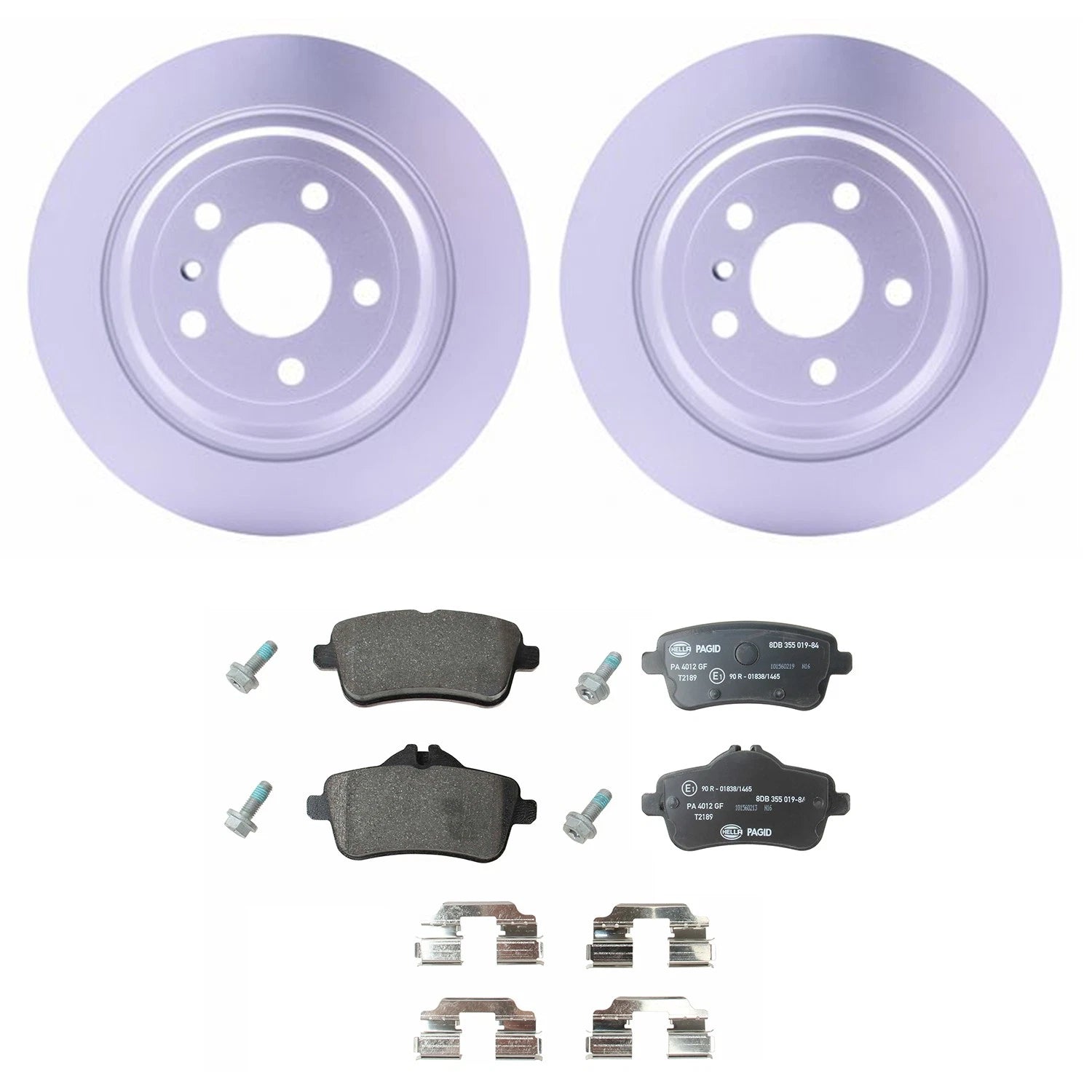 Set of 4 Hella Rear Rotors & Low-Met Disc Brake Pad Kit for X166 GLE300d GLE350 ML250 ML350
