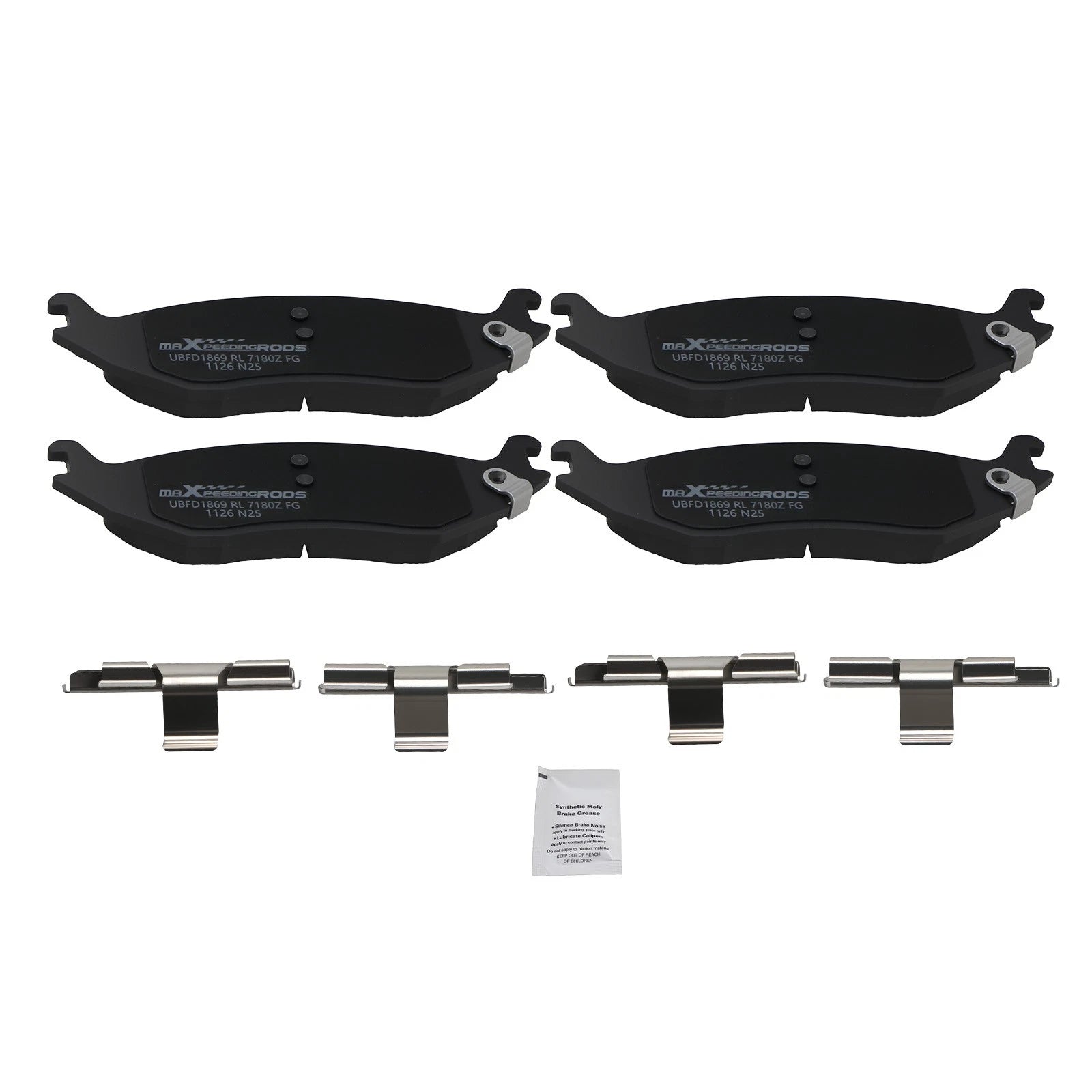 Set of 4 Rear Ceramic Brake Pads for Dodge Ram 1500 (2002–2006) D898 P898
