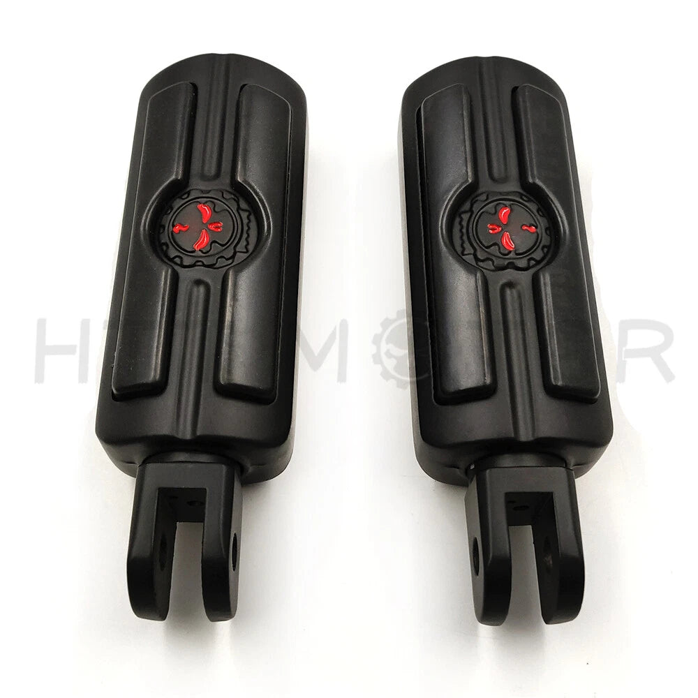 Black Gear Skull Footpegs for Harley FXBB FXBR FXBRS FXLR (2018–2023)