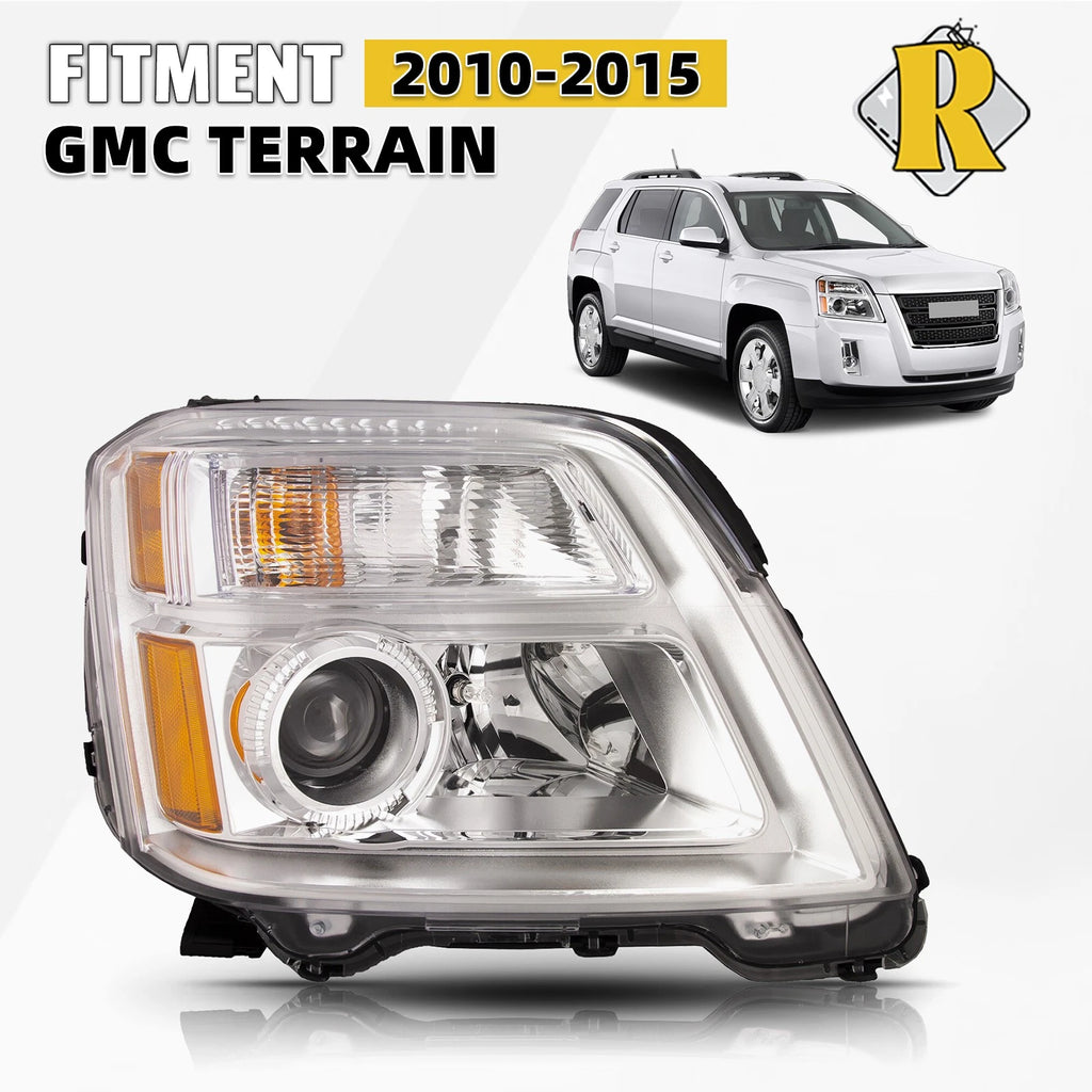Halogen Headlight for GMC Terrain SL/SLT/SLE (2010–2015) Chrome Right Passenger
