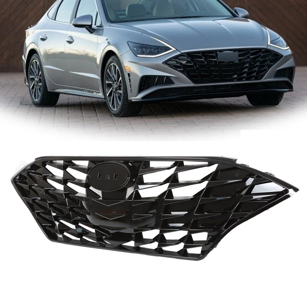 Front Upper Grille for Hyundai Sonata (2020â2021) Black Plastic