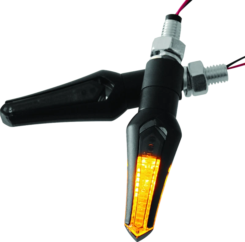 BikeMaster Dagger Turn Signals for Motorcycles (2010–2023) Amber LED Smoke Lens