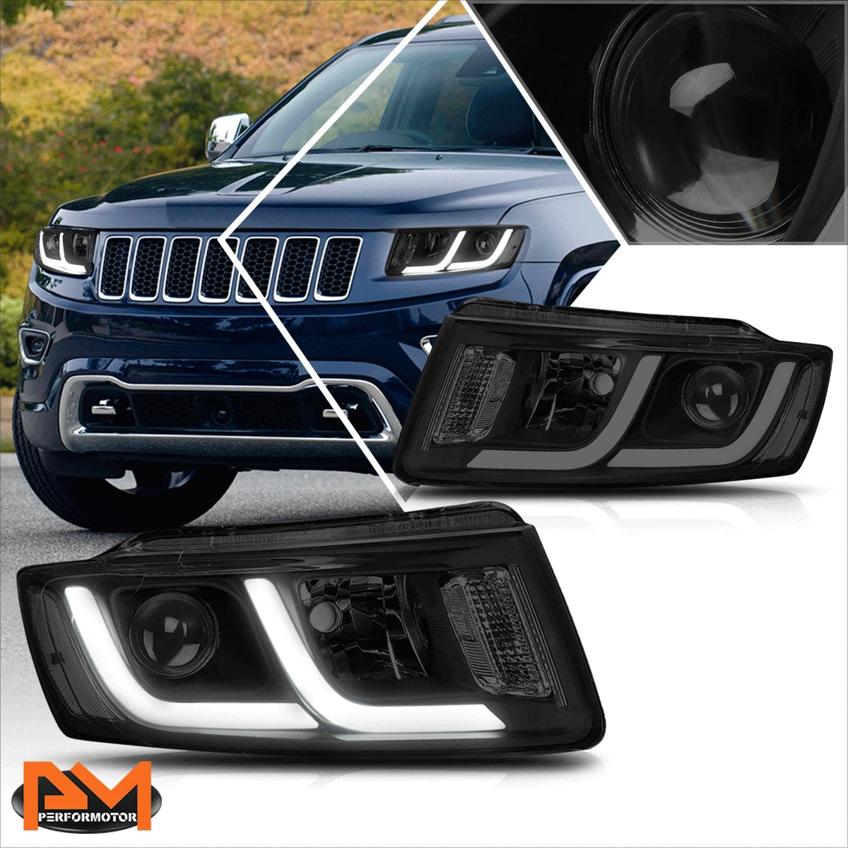 LED DRL Bar Projector Headlights for Jeep Grand Cherokee (2014–2016)