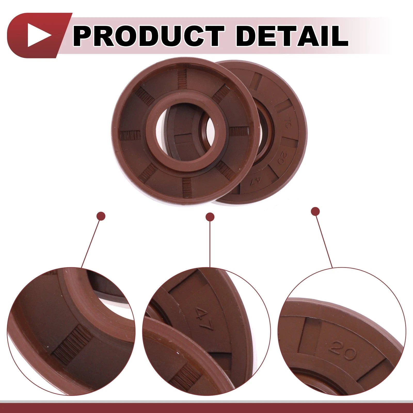 Set of 2 Oil Seal Rotary Shaft Seal FKM Rubber 20x47x10mm for Various Models