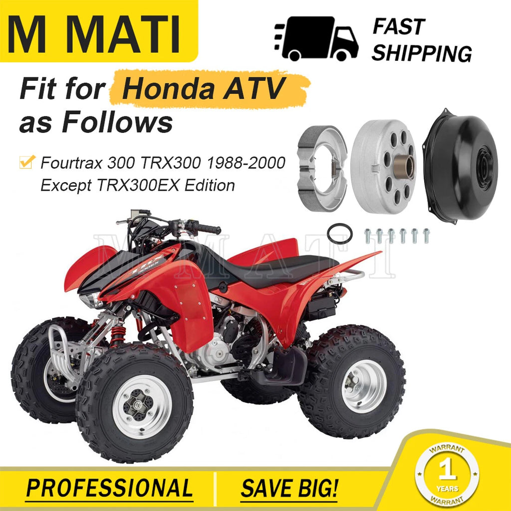 Rear Brake Drum Cover w/Shoes Kit for Honda TRX300 FourTrax 300 (1988–2000)