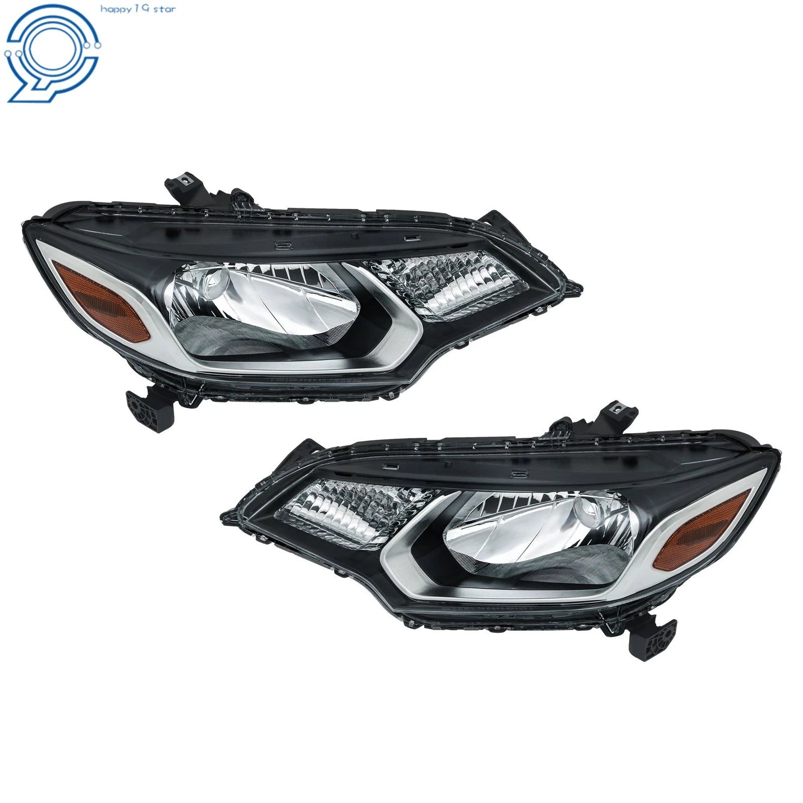 Halogen H4 Type Headlights Chrome Pair for Honda Fit (2015–2017)