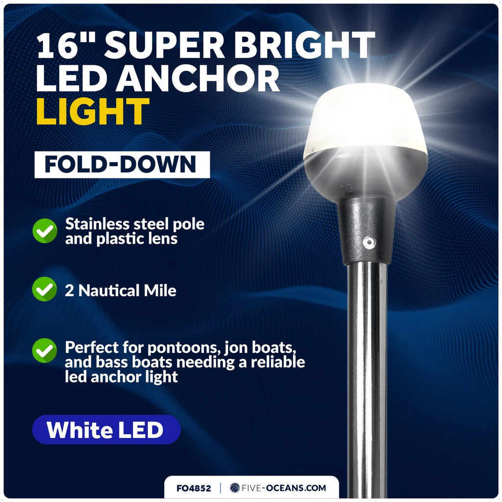 LED Anchor Light for Boats (16", IP67 Waterproof, USCG 2NM Certified)