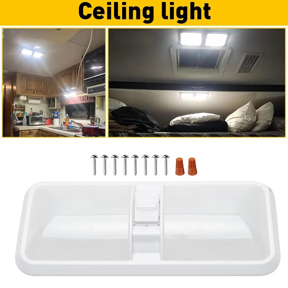 12V LED Ceiling Light for RV Trailer Camper (Double Dome)