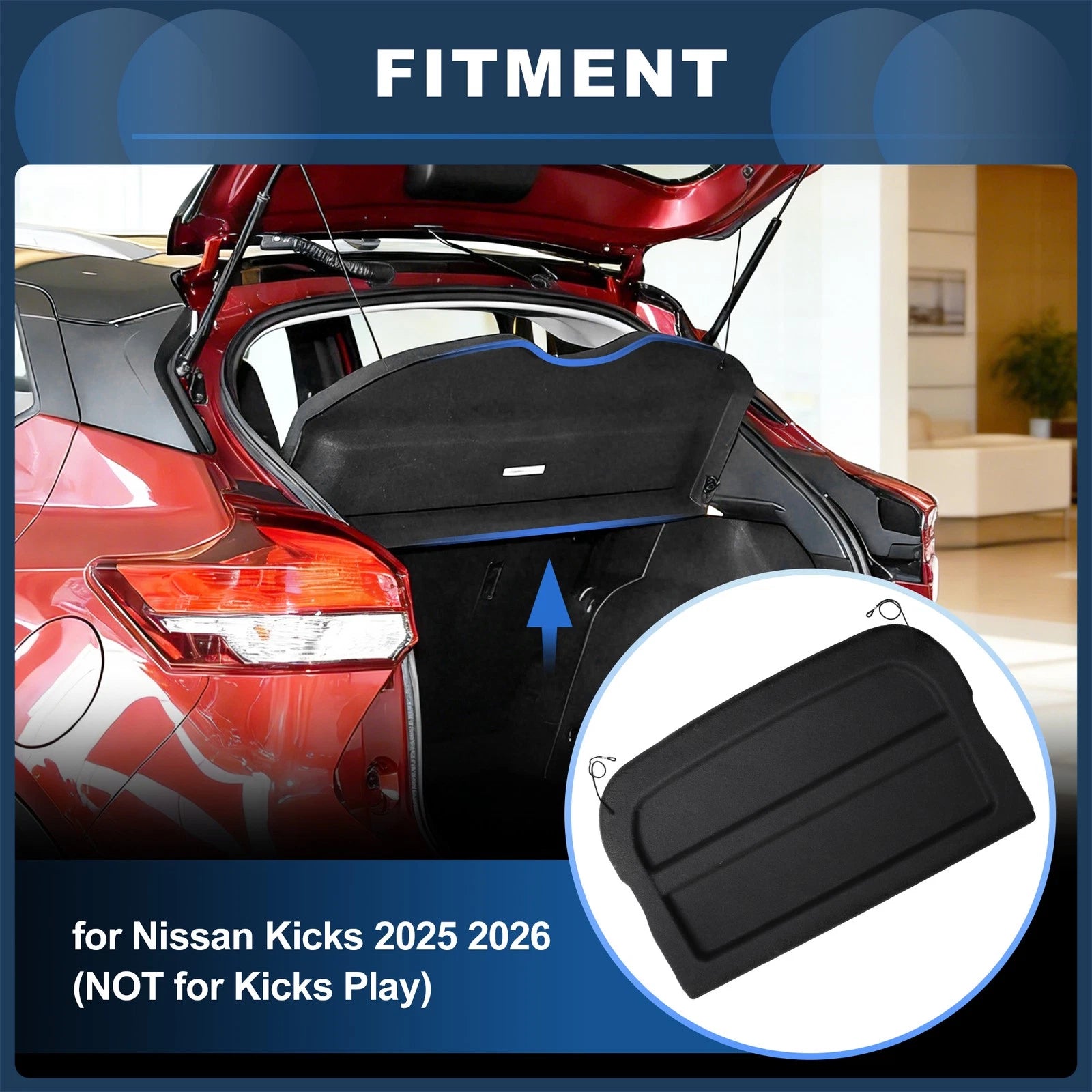 Cargo Cover for Nissan Kicks (2025–2026) Rear Trunk Shade Black
