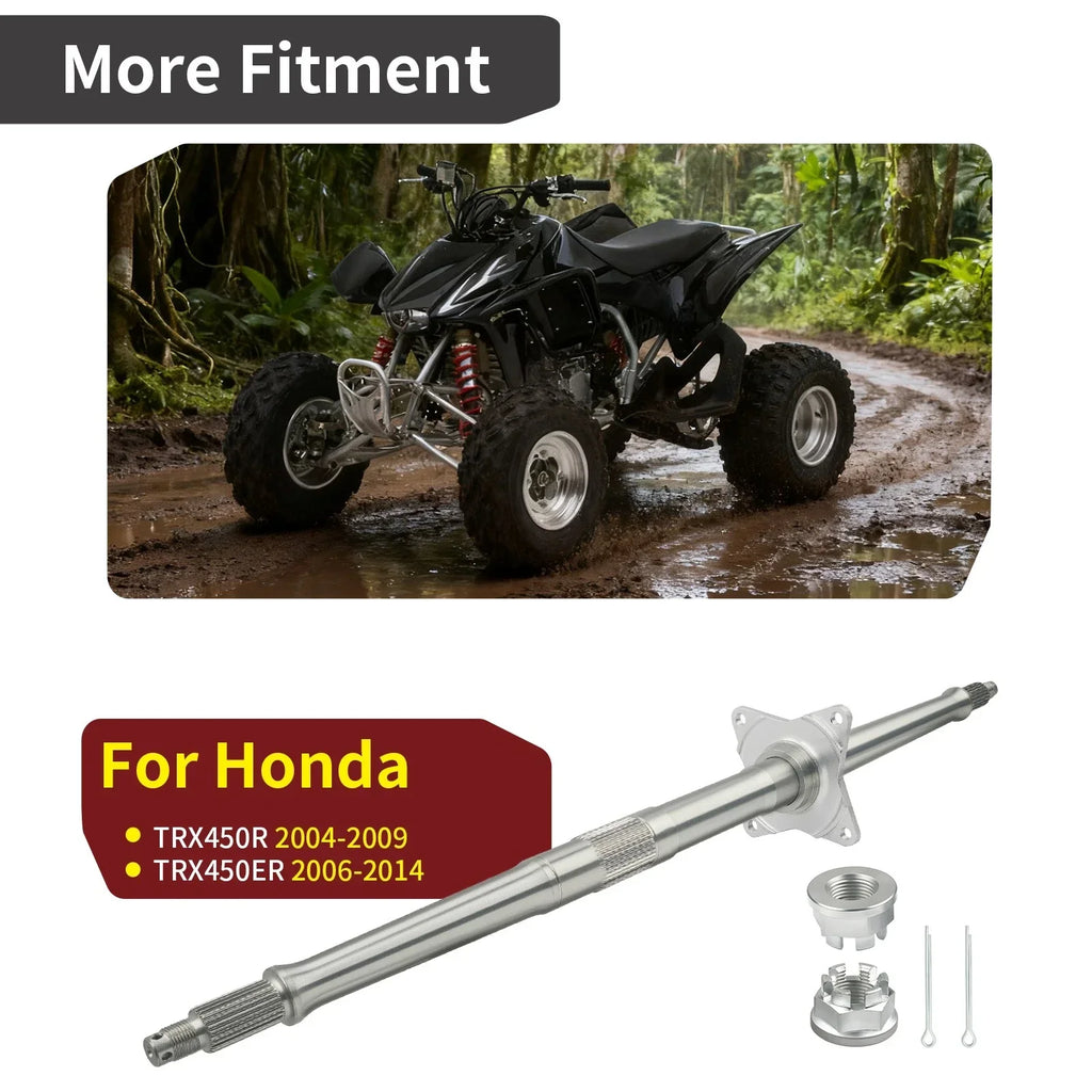 Rear Wheel Axle Shaft & Nuts for Honda TRX450R TRX450ER (2004–2014)