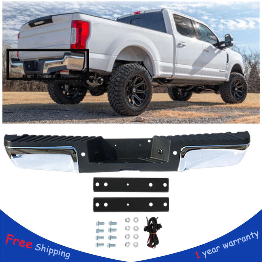 Rear Chrome Step Bumper with Sensor Holes for Ford F250 F350 (2008–2016)