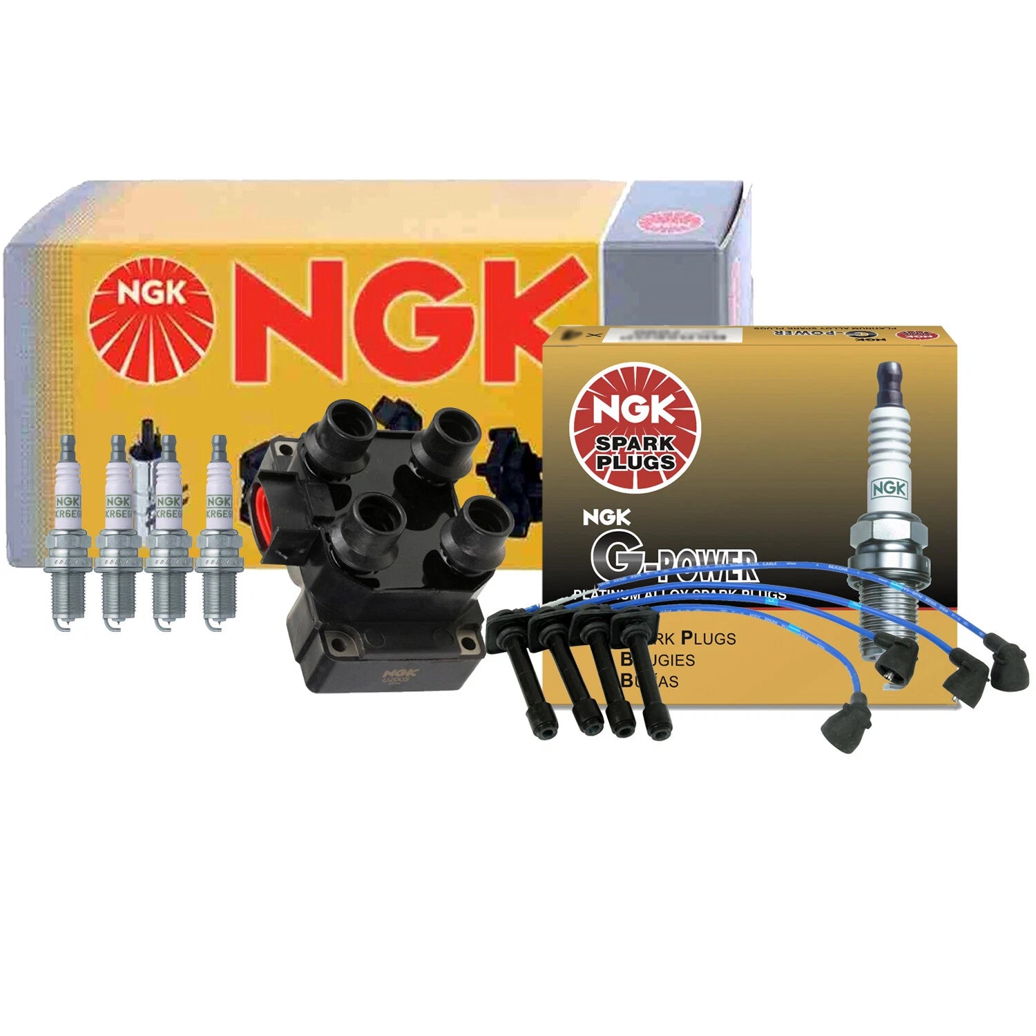 NGK DIS Ignition Coil Wires & G-Power Platinum Spark Plugs Kit for Mazda 626 (1998–2002)