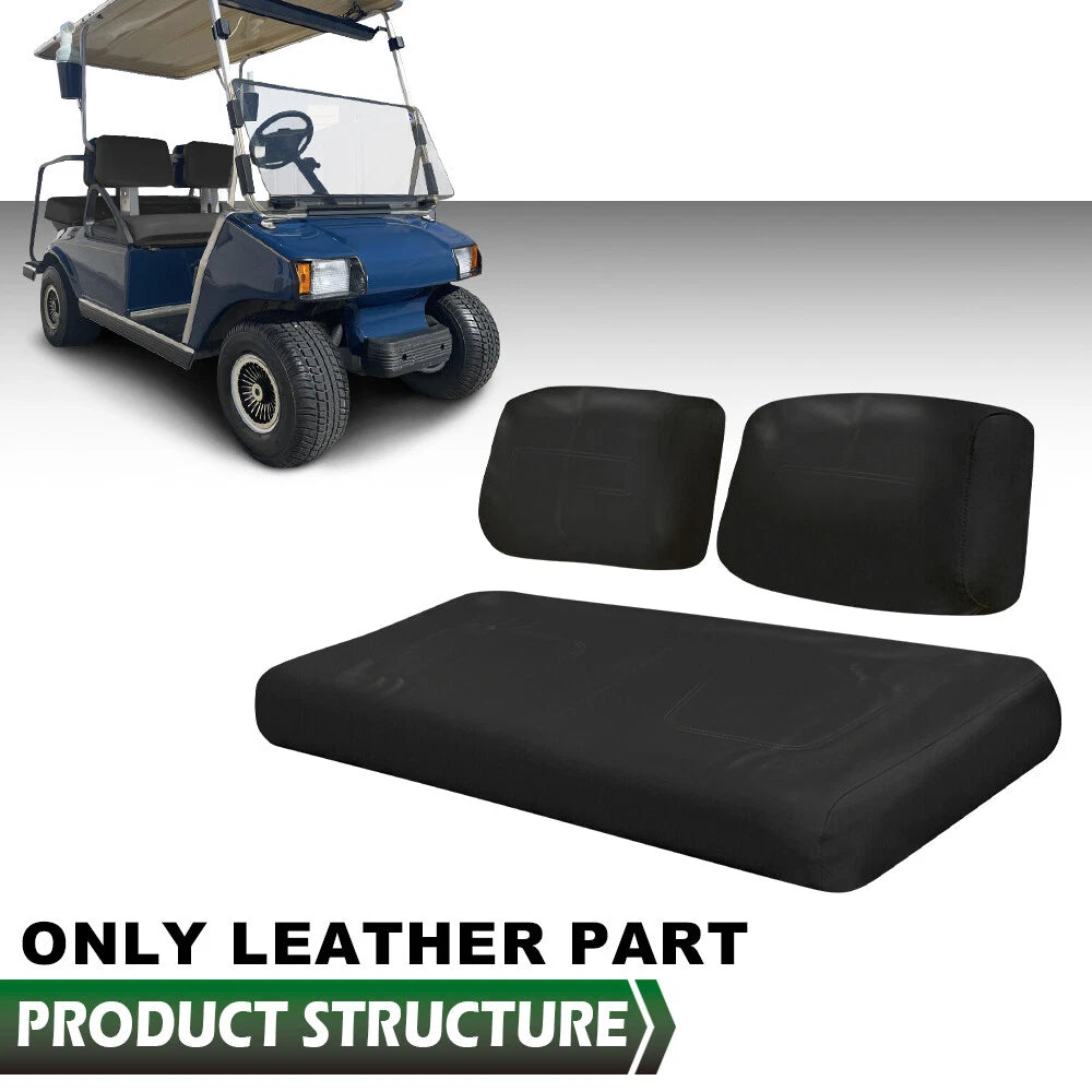 Set of 3 Black PU Seat Covers for Club Car DS Golf Cart (1982–2000)