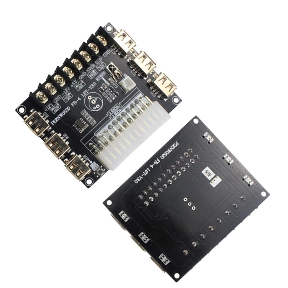 ATX Power Distribution Board with +12V, +5V, +3.3V Outputs and LEDs