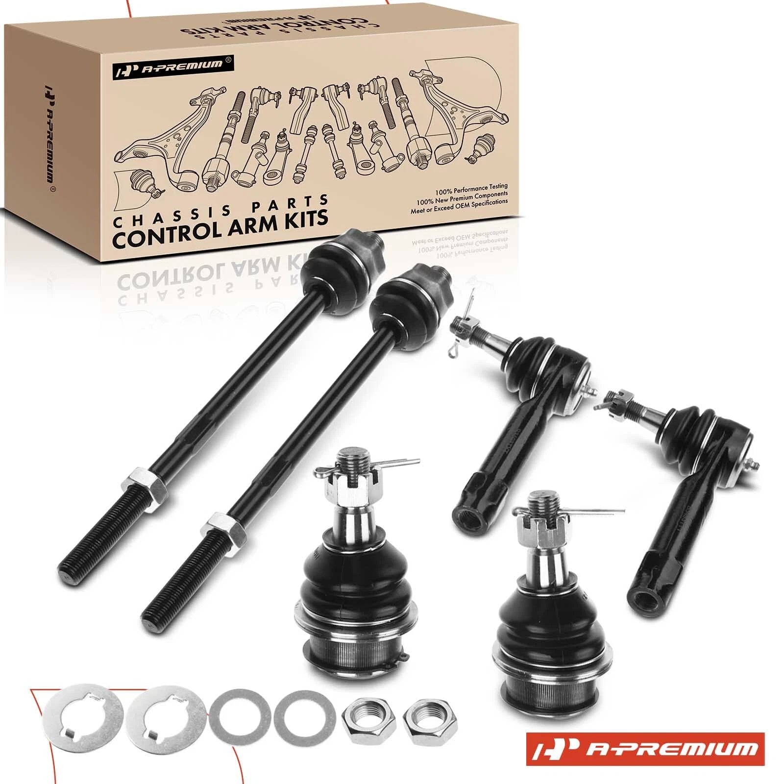 6X Inner & Outer Tie Rods & Front Lower Ball Joints for Chevy Silverado 