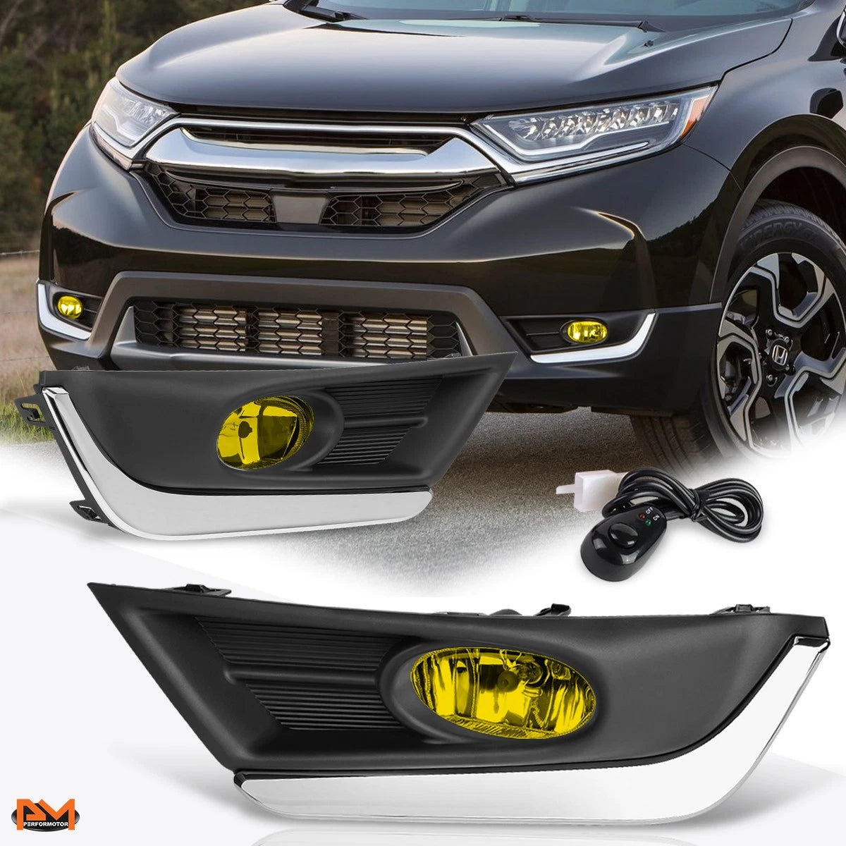 Fog Lights with Chrome Bezel & Switch for Honda CR-V (2017–2018)