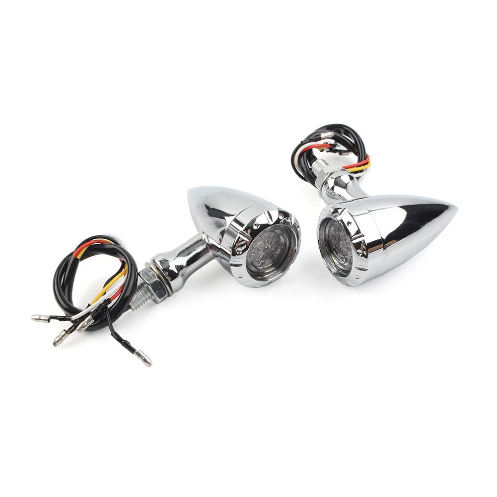 LED Red/Amber Brake Blinker Turn Signal Tail Light for Harley Motorcycle (Chrome)