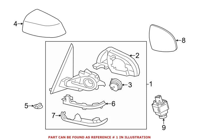 Right Door Mirror 51167364042 for BMW (2011–2019)
