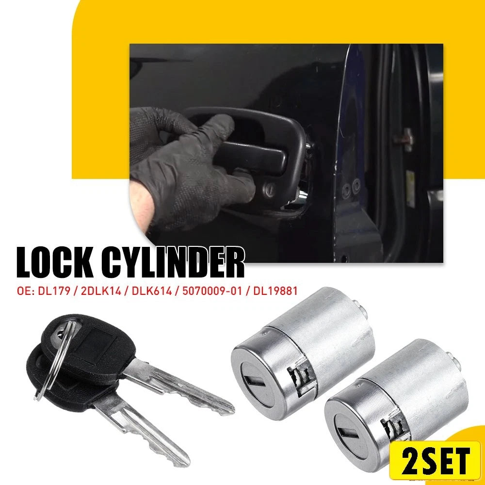 Set of 2 Door Lock Cylinder Kit with Keys for GMC Chevy C1500 K1500 Tahoe Yukon