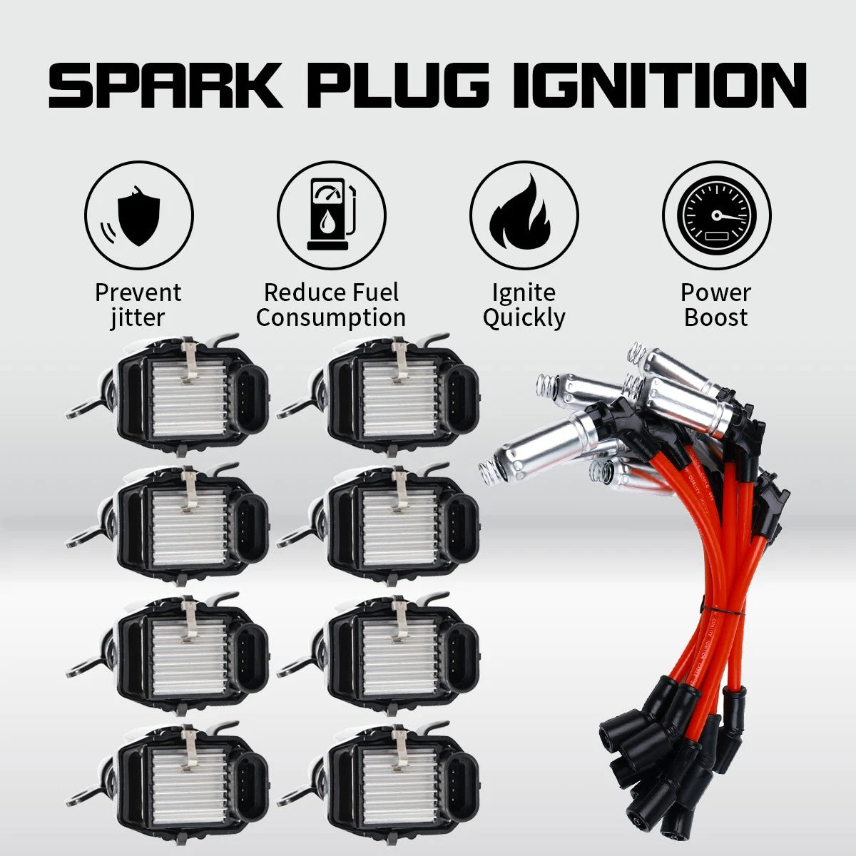 Set of 8 Ignition Coil Pack UF262 & Spark Plug Wire for Chevy GMC