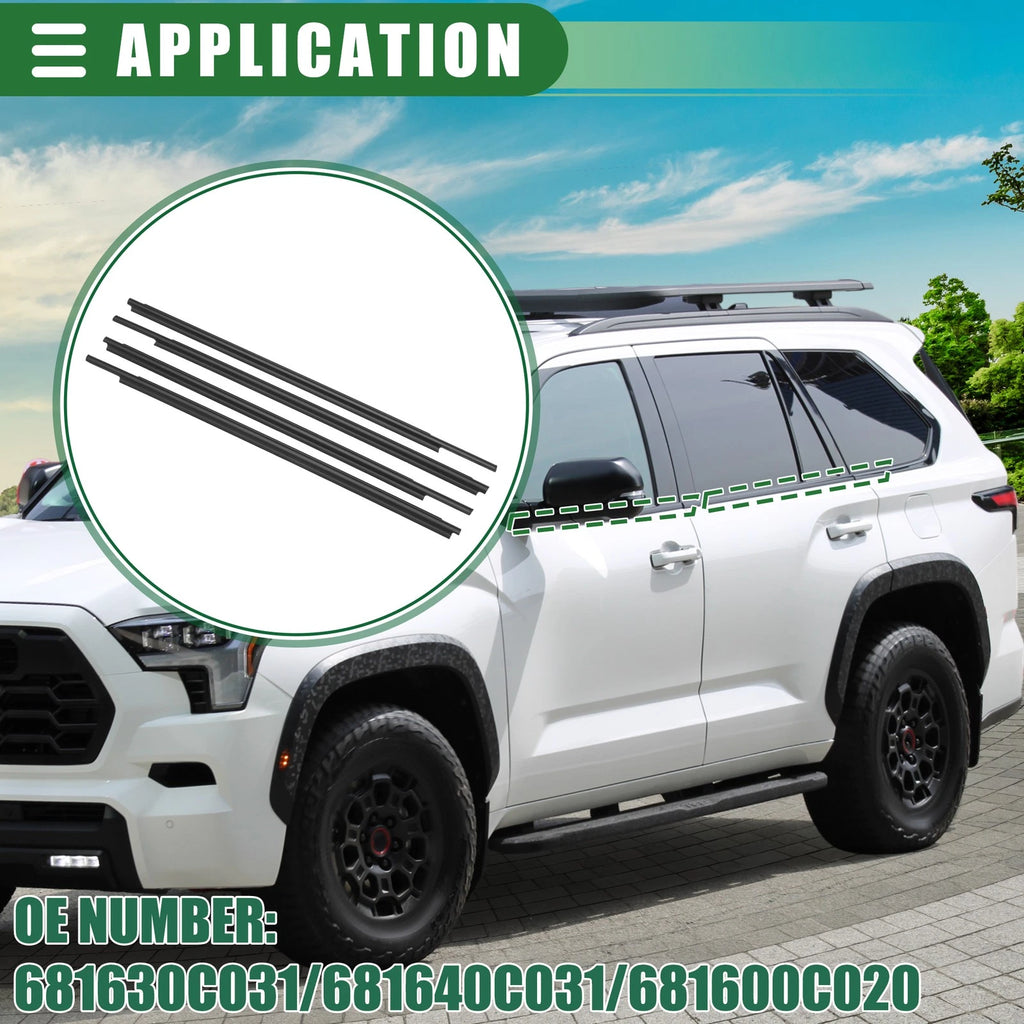 Set of 1 Window Weatherstrip Trim Seal Belt for Toyota (No. 681630C031/681640C031)