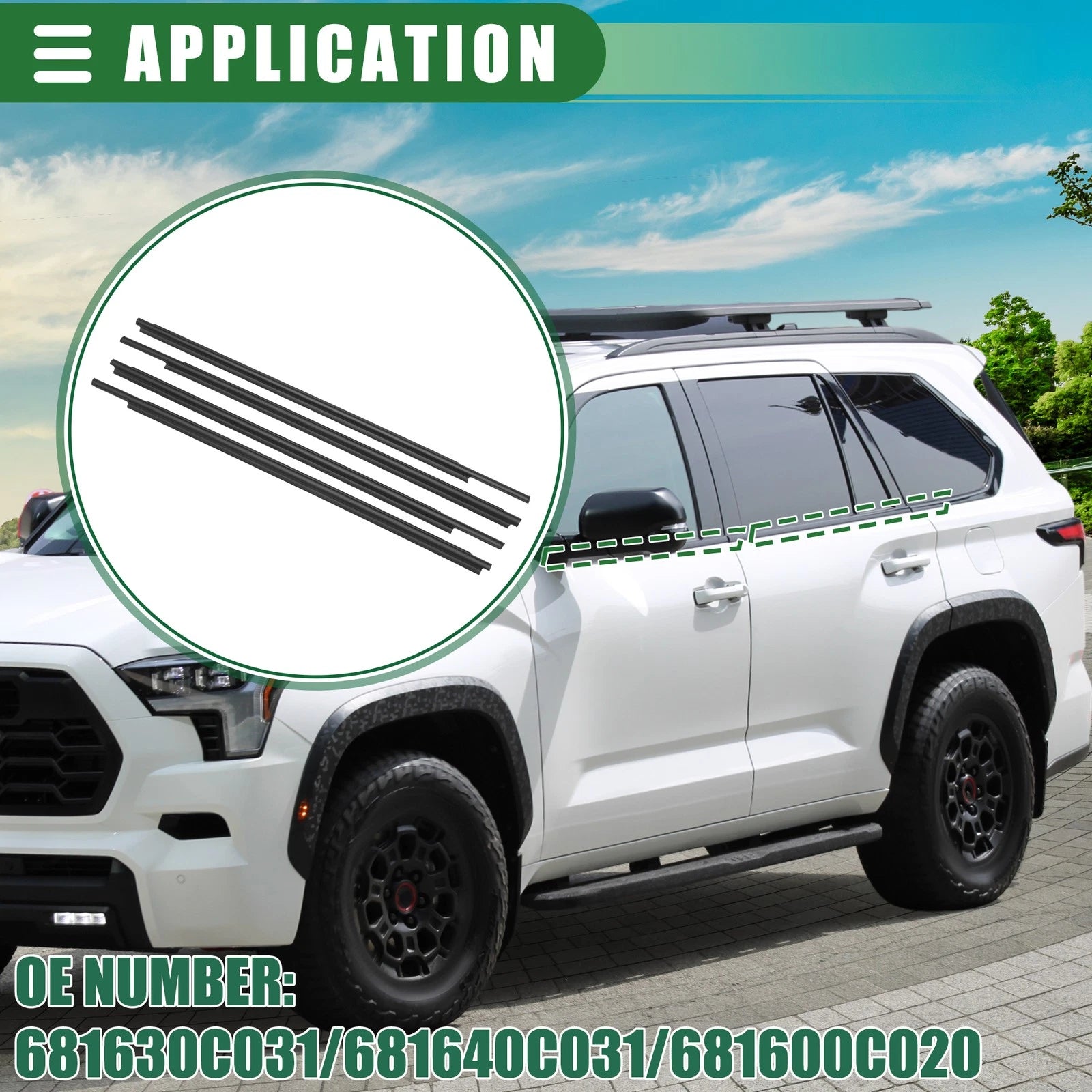 Set of 1 Window Weatherstrip Trim Seal Belt for Toyota (No. 681630C031/681640C031)