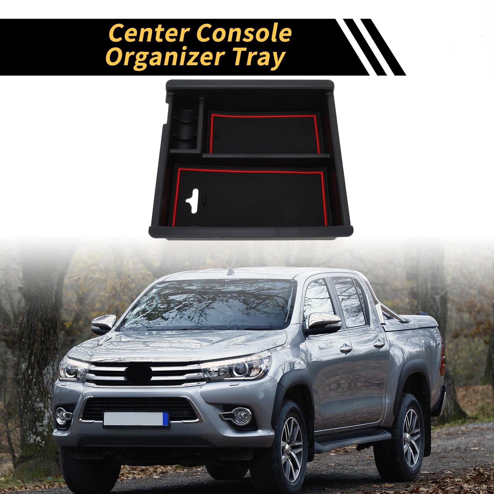 Center Console Organizer Insert Tray for Toyota Tacoma (2016–2021) Black Red