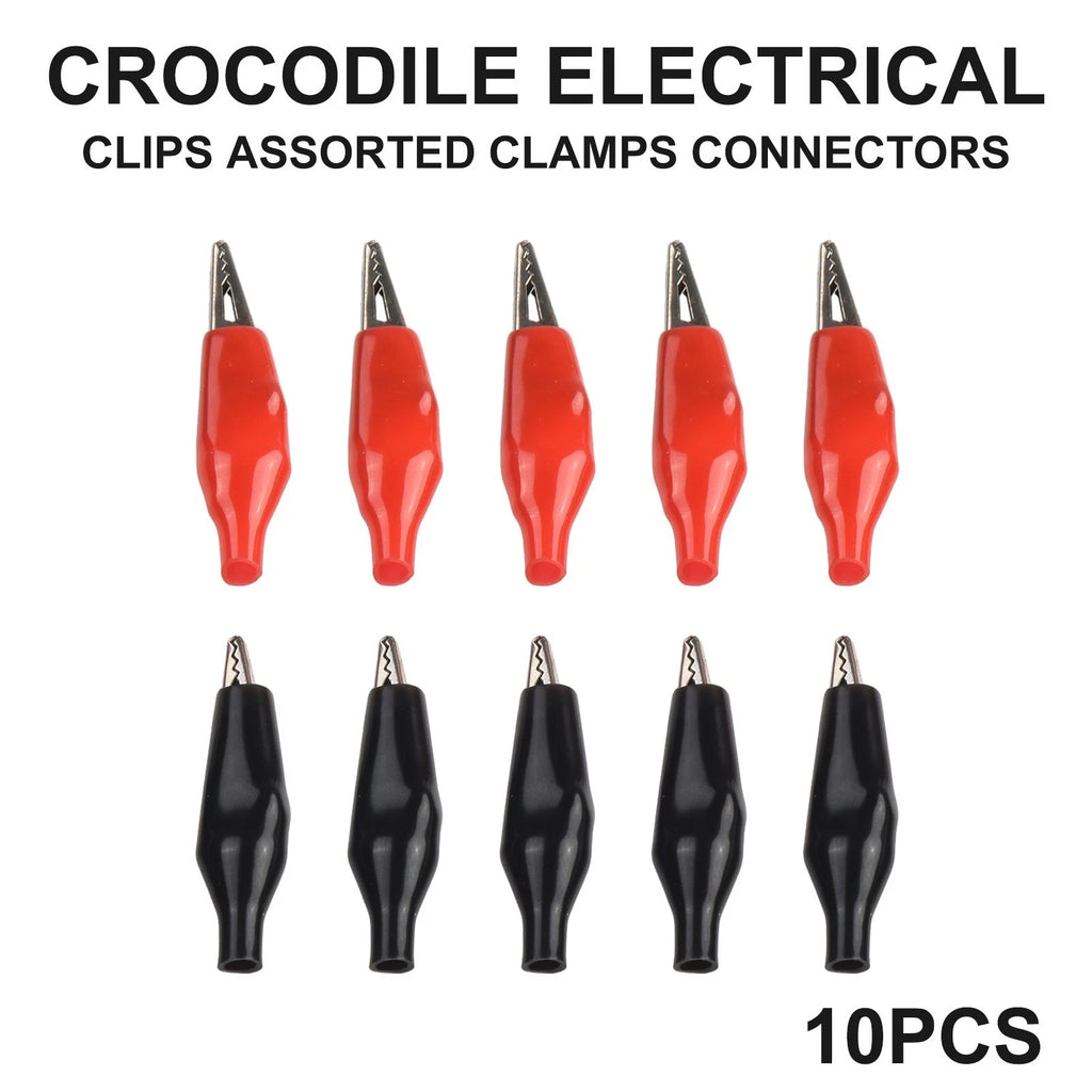 10 x Insulated Crocodile Clips Battery Connectors 5A Clamps