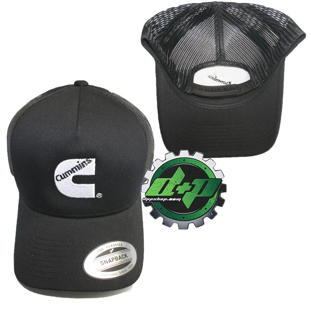 Cummins Trucker Mesh Summer Hat for Trucks (Snap Back, Black Logo)