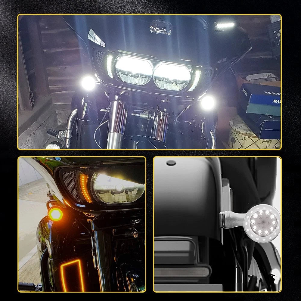 Turn Signal Running Light Chrome for Motorcycle (10mm Hole Fairing)