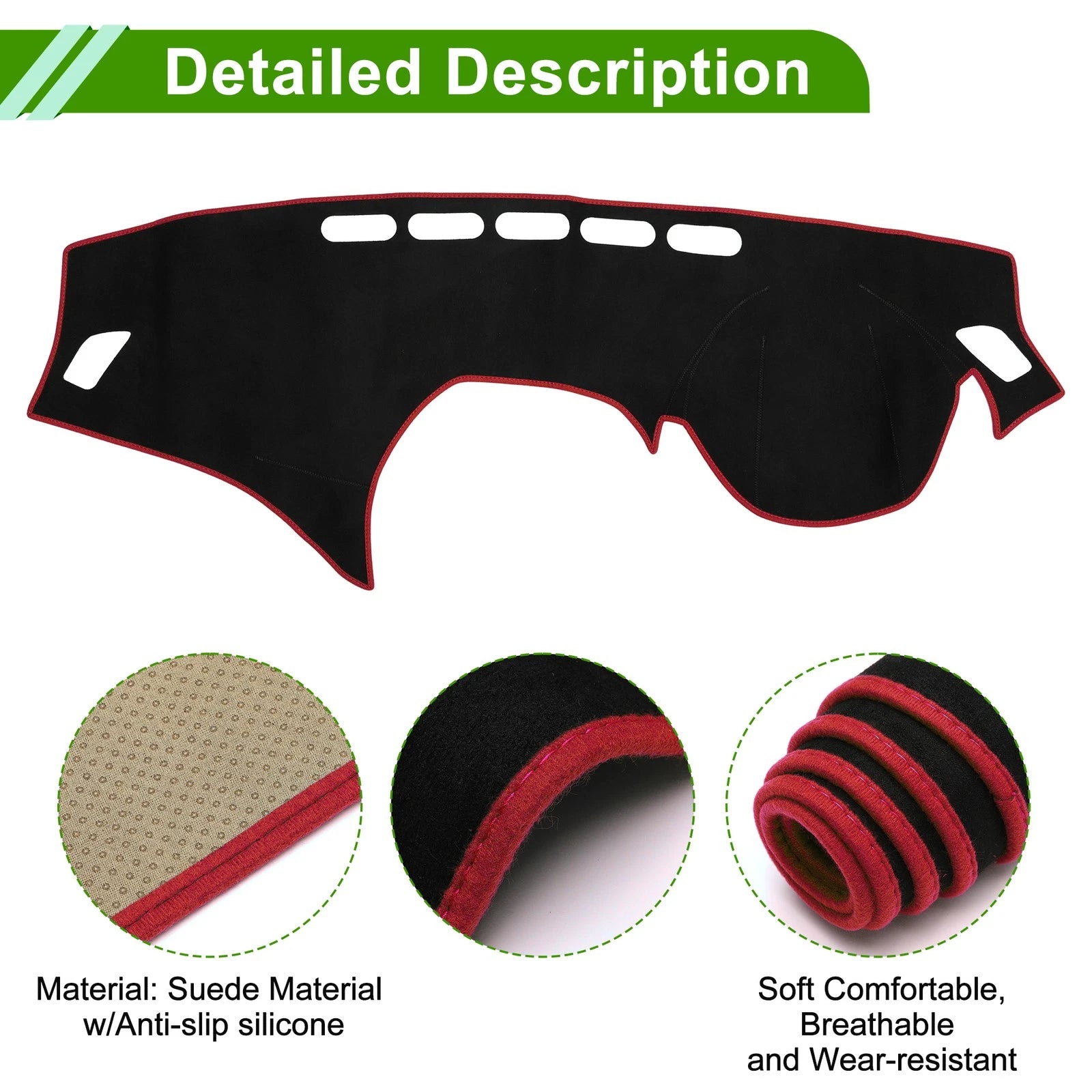 Dashboard Cover Mat for BMW 1 Series F20 (2012–2017) Black Red