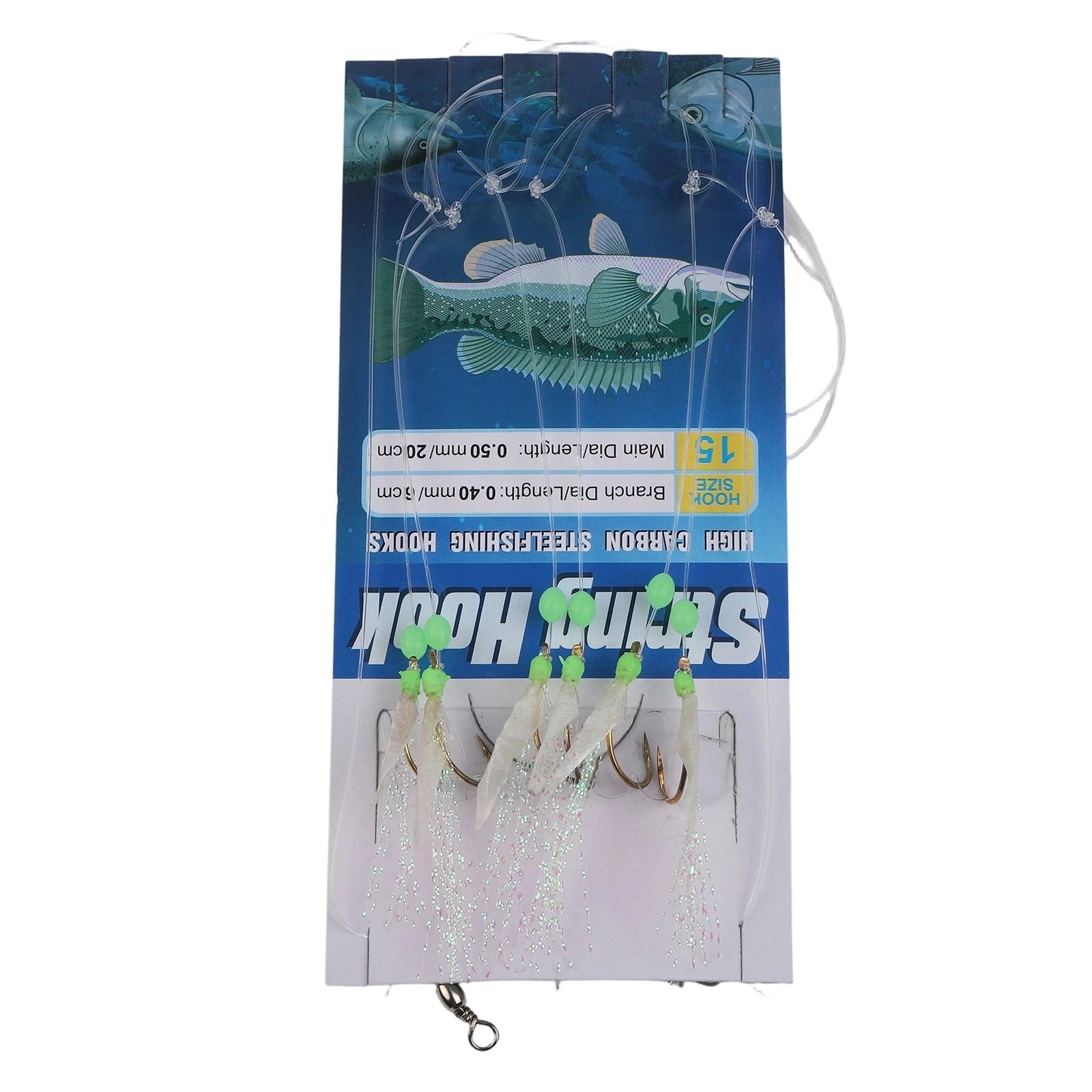 Set of 5 Sabiki Soft Fishing Lure Rigs with Hook Sizes 8-18