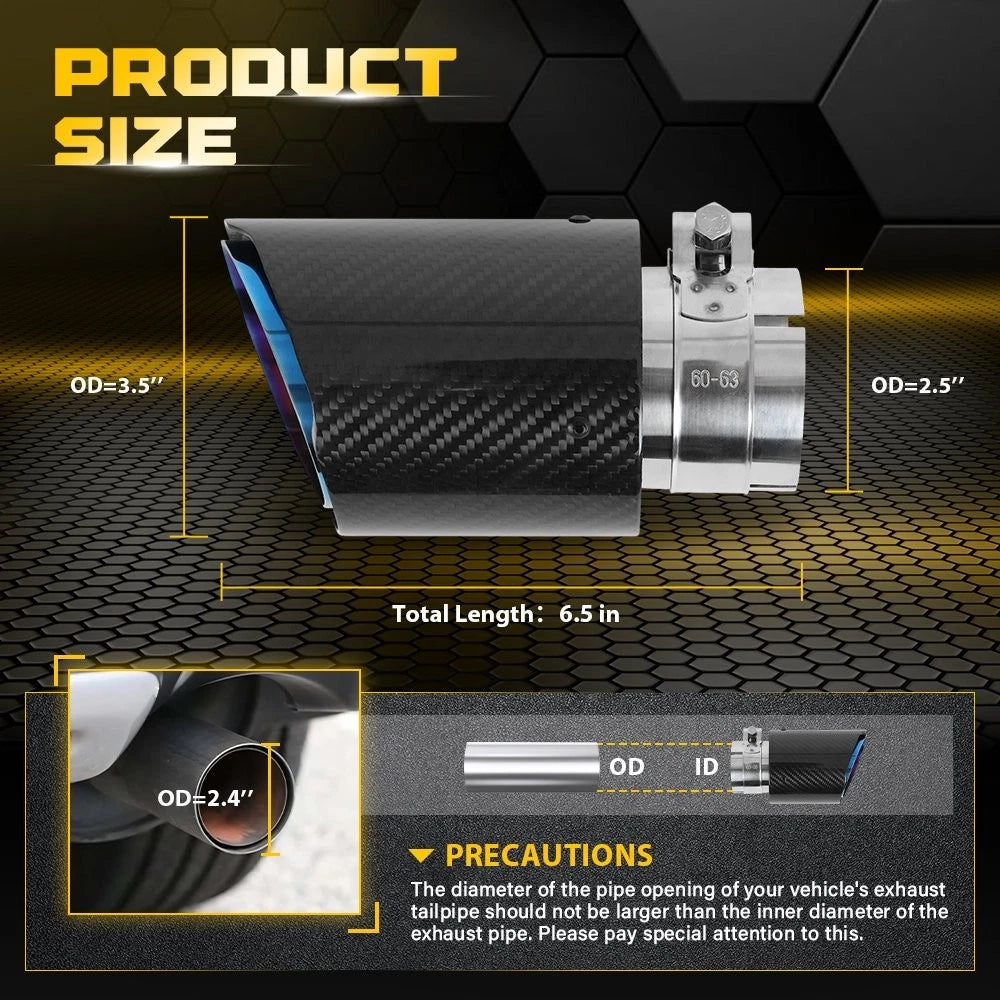2.5" In 3.5" Out Carbon Fiber Exhaust Tip for Universal Fit (PY)