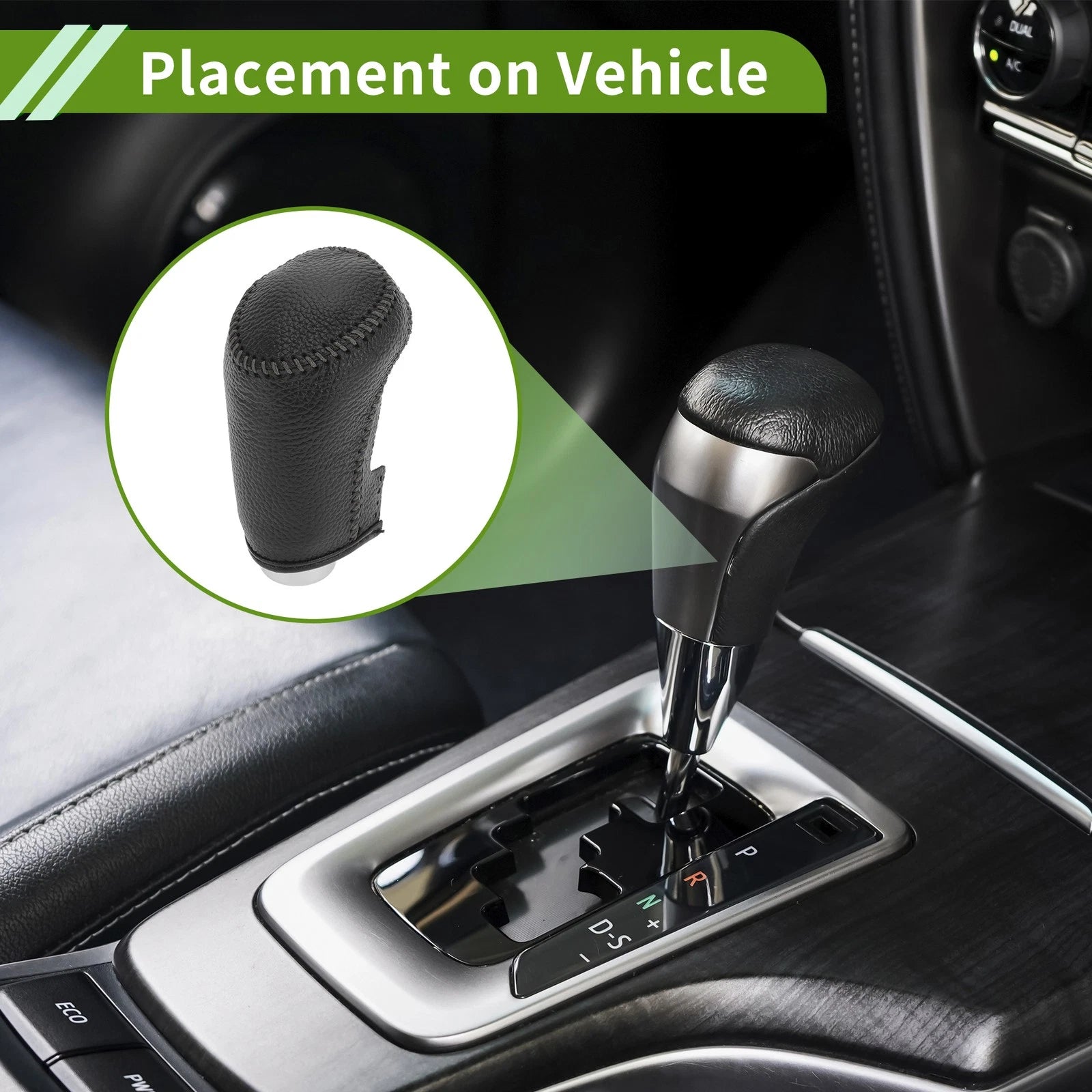 1 Pc Gear Shift Knob Cover for Chevrolet Malibu (2016–2020) Pebbled Black Gray