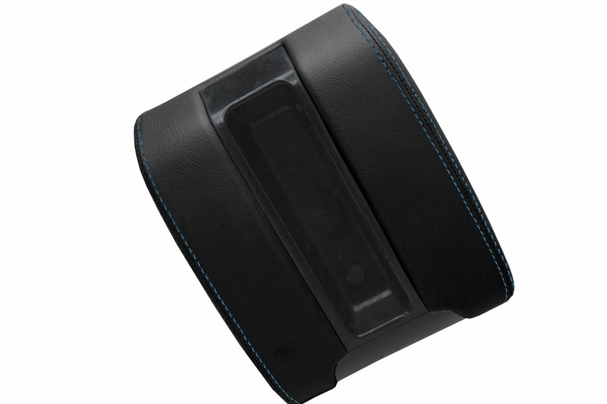 Leather Center Console Lid Armrest Cover for BMW E39 (1997–2003) Blue Stitch