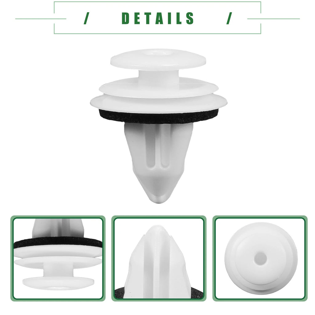 Set of 10 Door Trim Panel Clips for Toyota Tacoma (2001–2022) No. 90467A0005 White