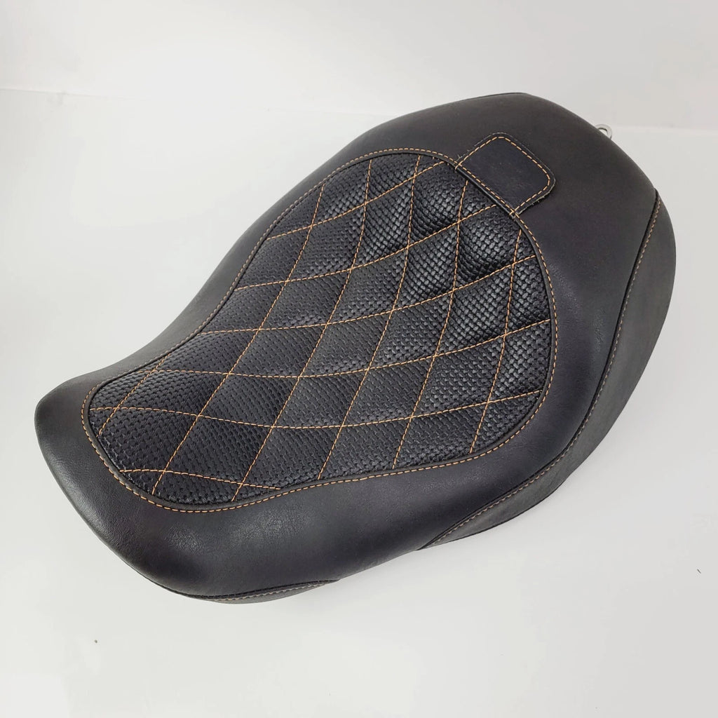 Solo Seat for Harley Dyna Wide Touring (2006–2017) - Orange Diamond Stitch
