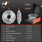 Set of 16 Drilled Rotors & Pads with Brake Calipers for Lincoln Ford