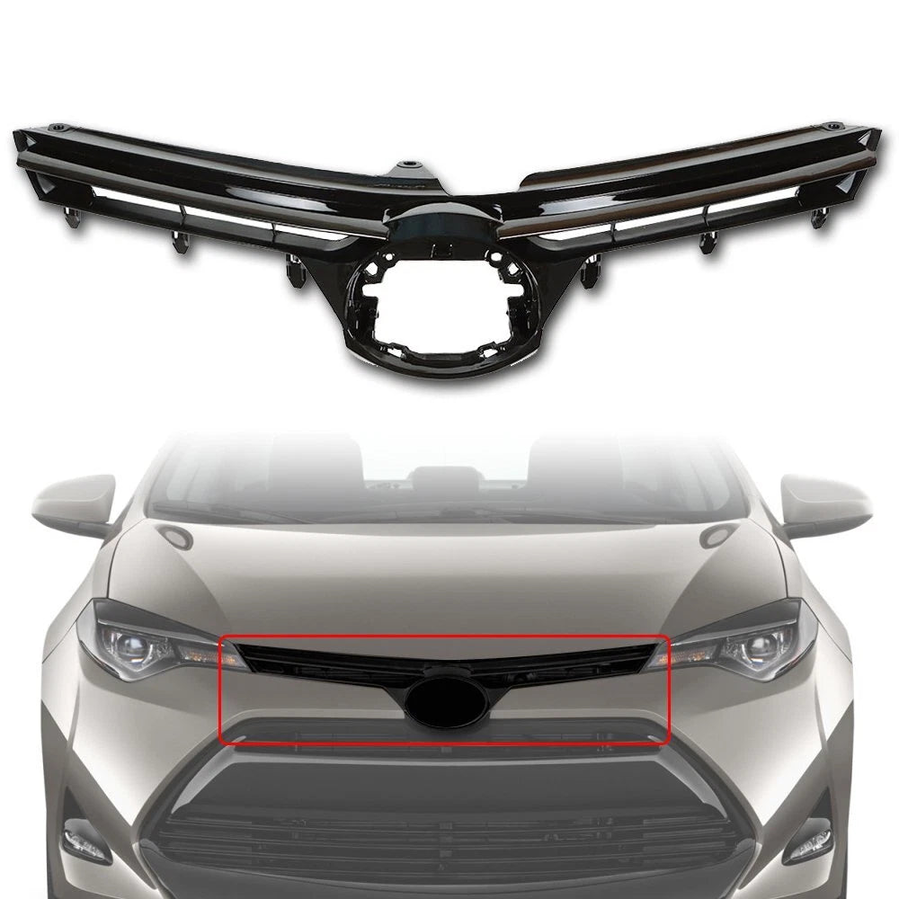 Glossy Black Front Upper Bumper Grille for Toyota Corolla (2017–2019)