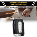 Set of 4 Key Fob Shell Cases for Hyundai Sonata (2011–2015) Black Silver Tone