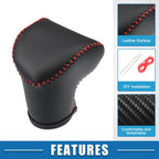 Gear Shifting Knob Cover for Kia Soul (2020–2023) Black Faux Leather Red Line