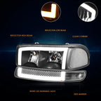 3D LED DRL Switchback Turn Signal Headlights for GMC Sierra (1999–2007)