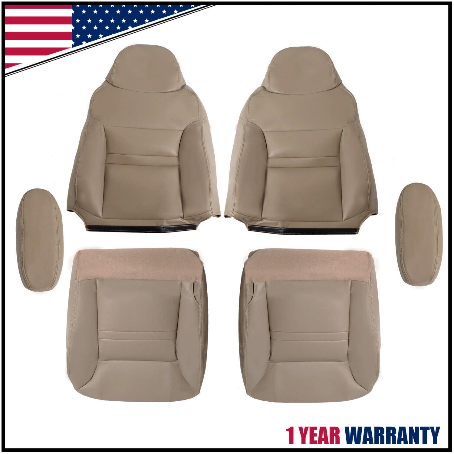 Leather Seat Cover Set for Ford Excursion Limited (2000–2001) Tan