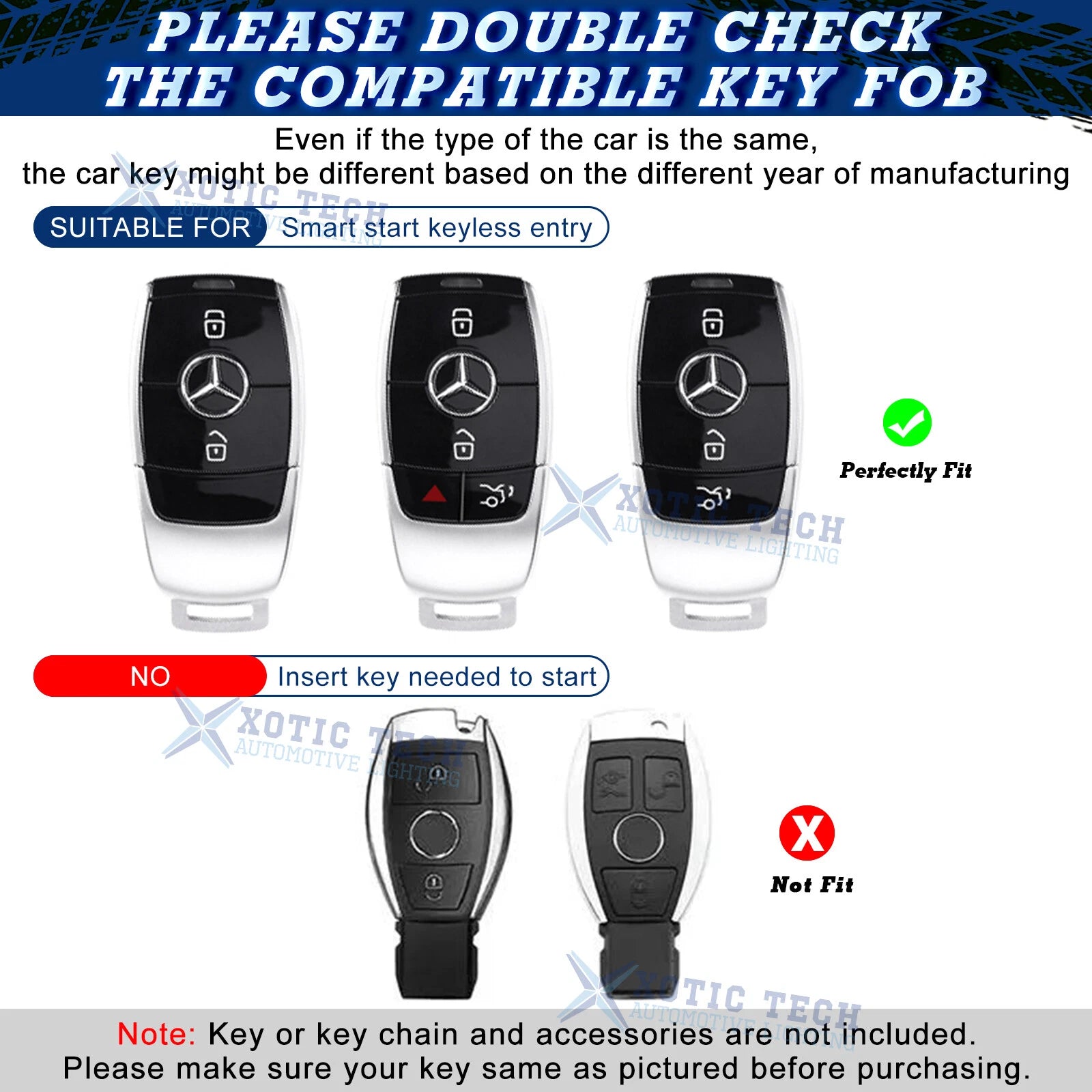 Soft TPU Smart Key Fob Cover with Button for Mercedes-Benz A B (2014-2019)