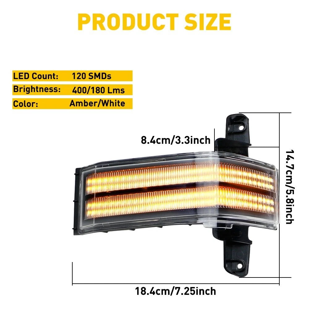 Smoke Switchback LED Mirror Side Signal Light for Chevy Silverado GMC Sierra (2014–2018)