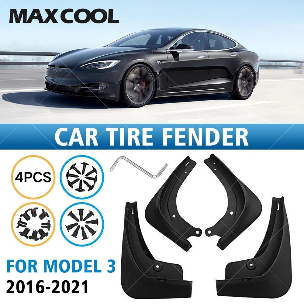 Set of 4 Mud Flaps Splash Guards for Tesla Model 3 (2017–2023)
