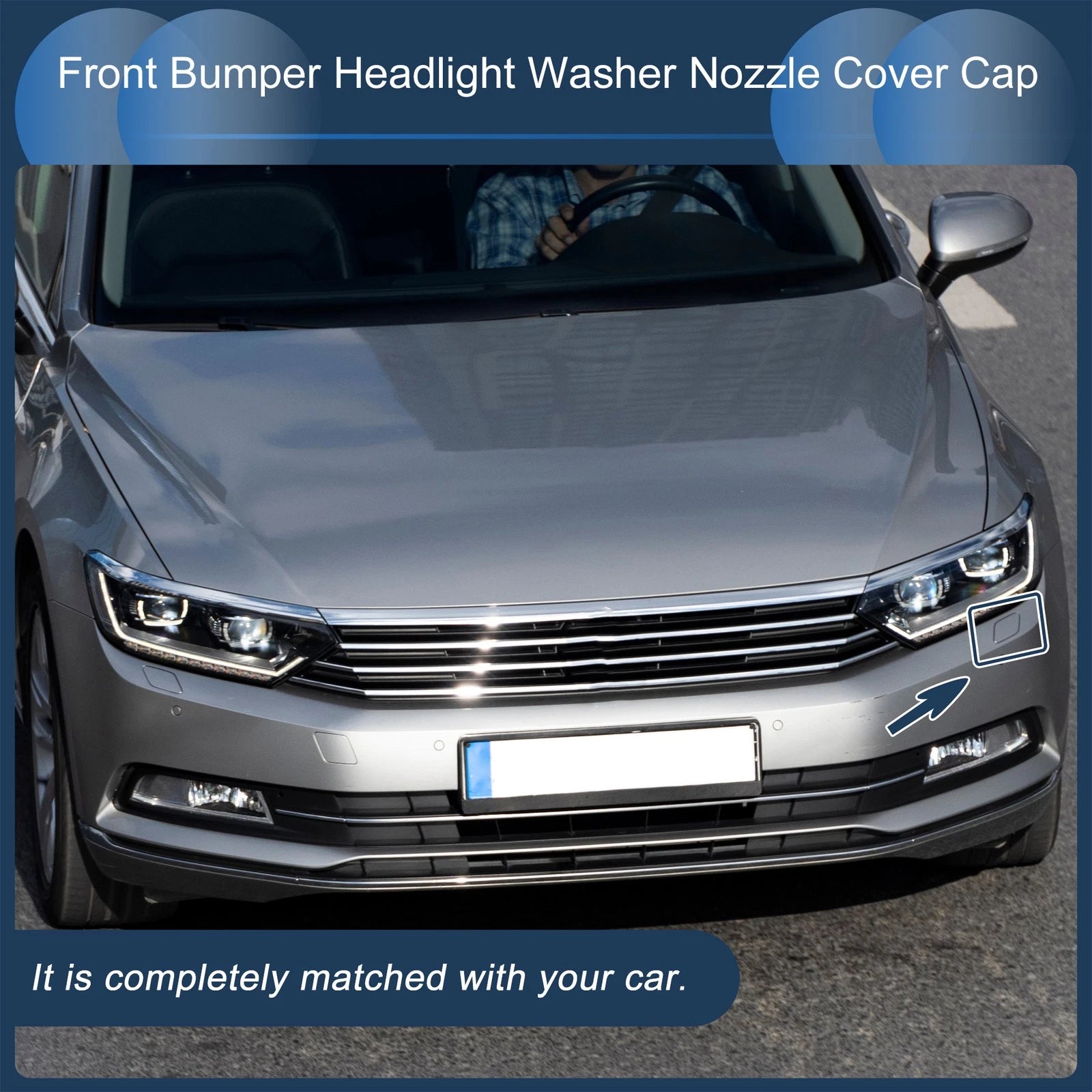 Front Left Washer Nozzle Cover Cap for Volkswagen Passat B8 (2015–2022) Blue