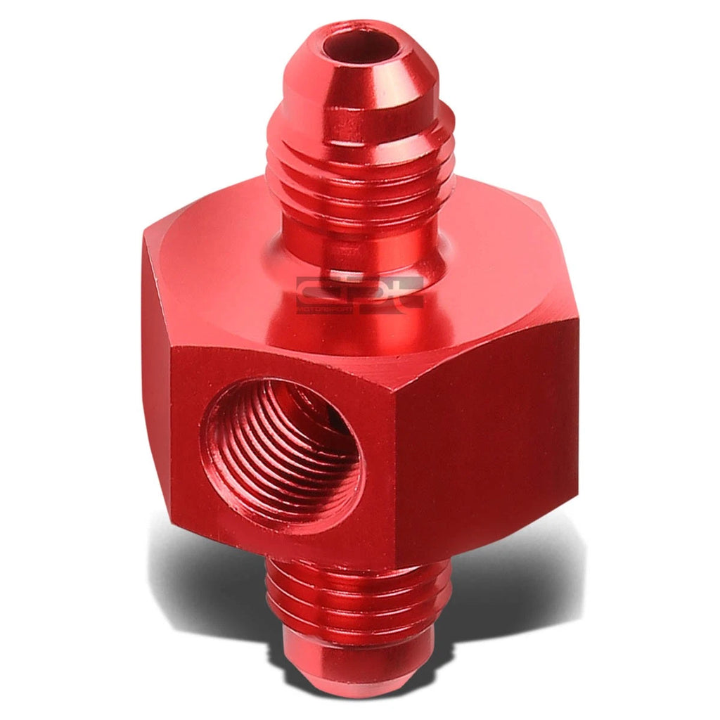 Set of 2 AN4 Male Union Fitting Adapter 1/8" NPT Side Port Red Aluminum
