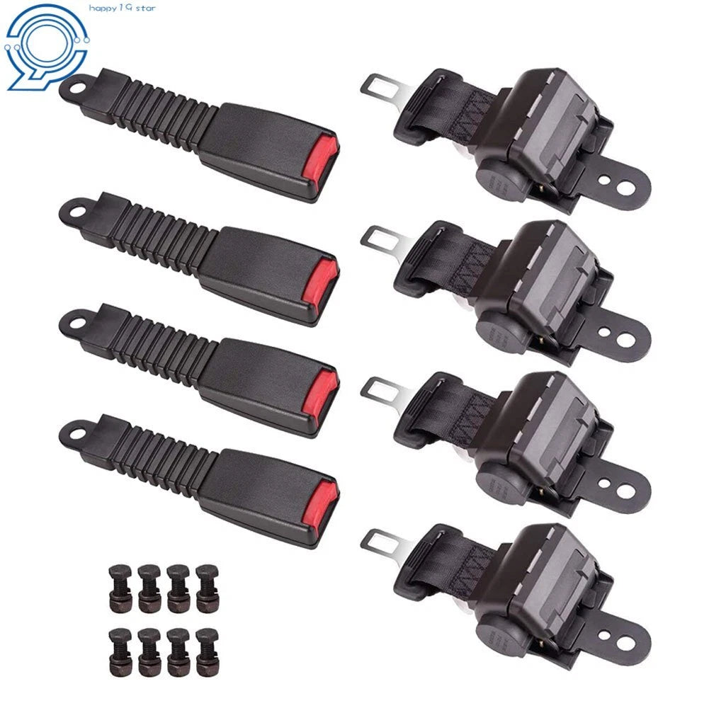 Set of 4 42" Retractable Golf Cart Seat Belts for EZGO/Yamaha/Club Car
