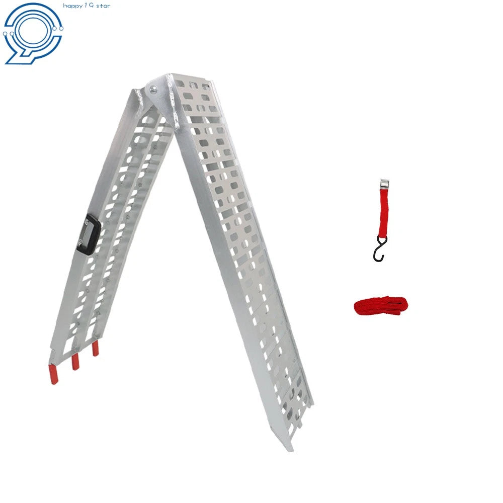 2X Aluminum Folding Arched Ramps for ATV UTV Motorcycle Lawn Mower (1500lbs)